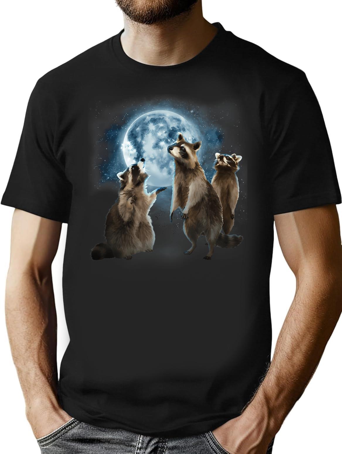 Howling At The Moon Shirt - Funny Raccoon Shirt - Raccoon T-Shirt - Black
