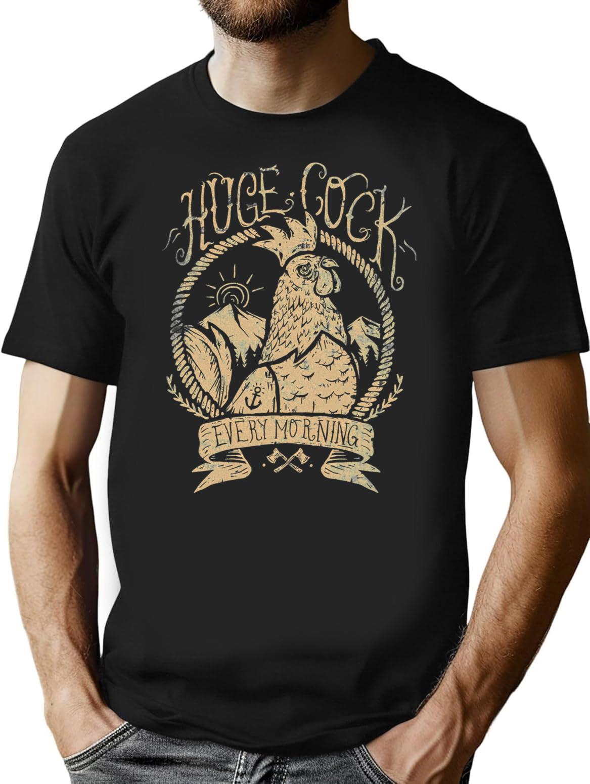 Huge Cock T-Shirt - Retro Graphic Tee for Men & Women - Black