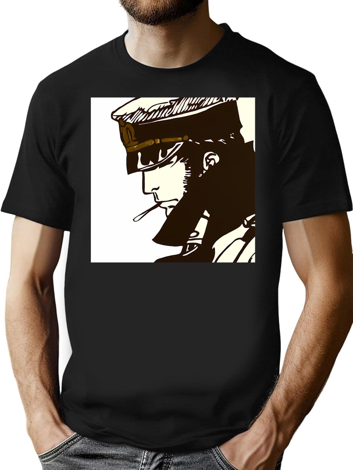 Hugo Pratt Tributte T-Shirt - Retro Graphic Tee for Men & Women - Black