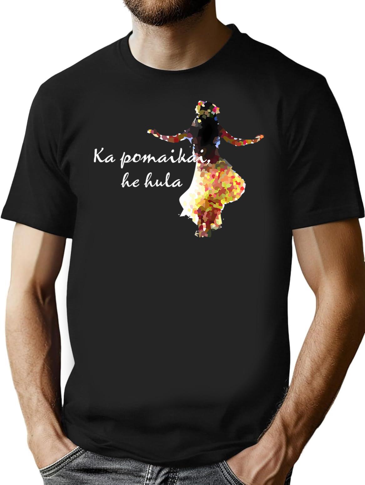 Hula Dancer Hawaiian Language Happiness Is Hula T-Shirt - Black