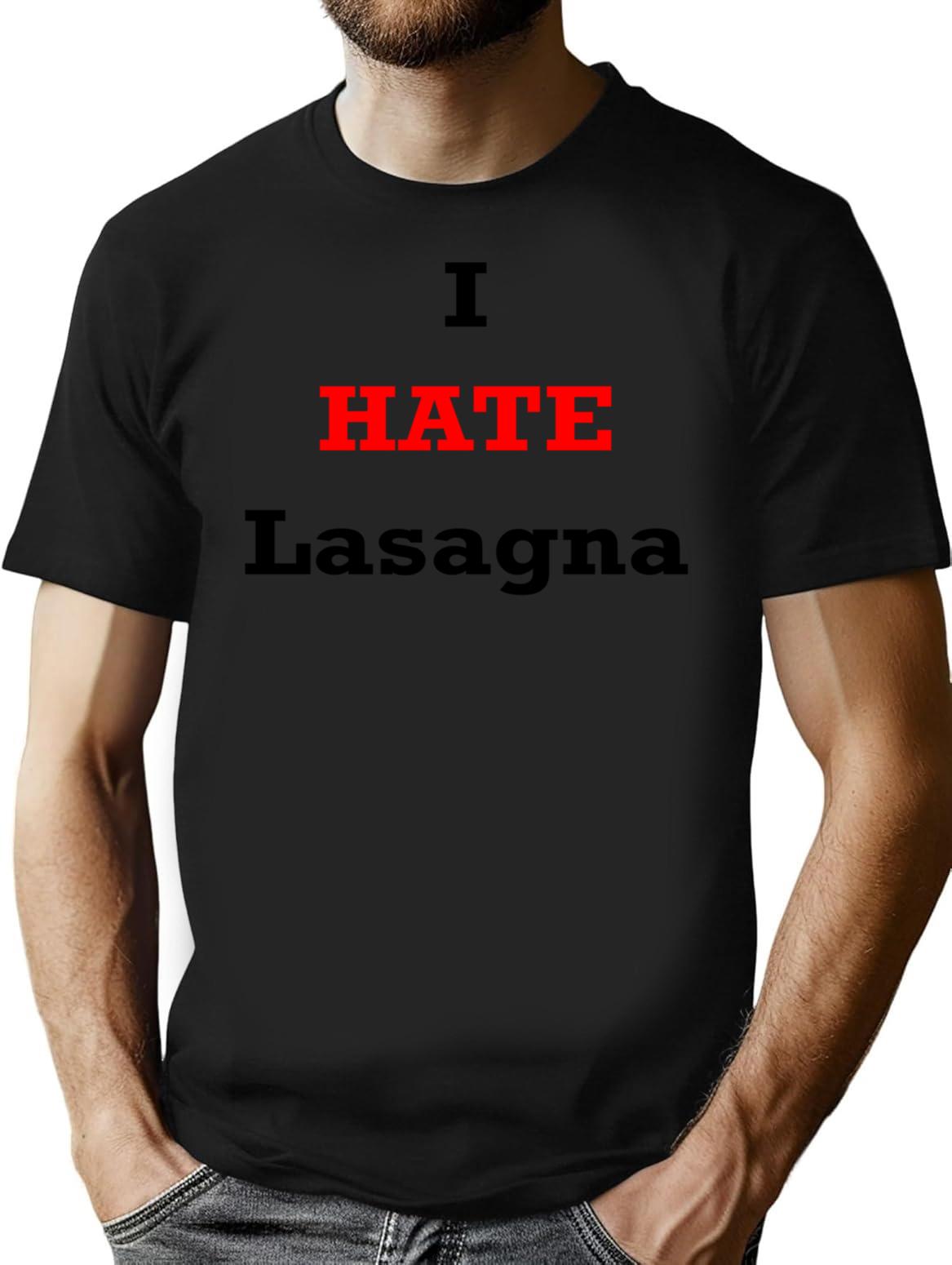 I Hate Lasagna T-Shirt - Retro Graphic Tee for Men & Women - Black