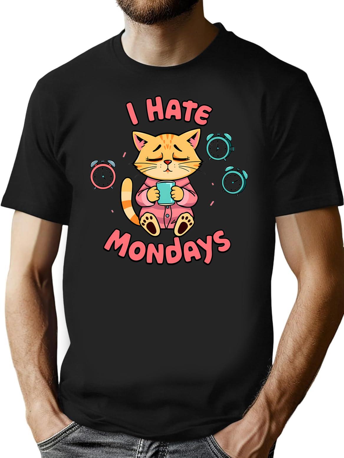 I Hate Mondays T-Shirt - Retro Graphic Tee for Men & Women - Black