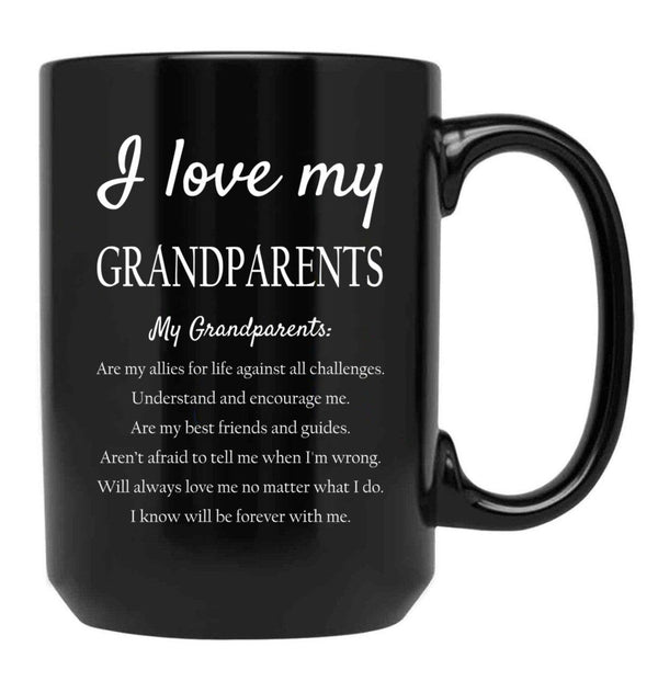I Love My Grandparents Black Coffee Mug - Black