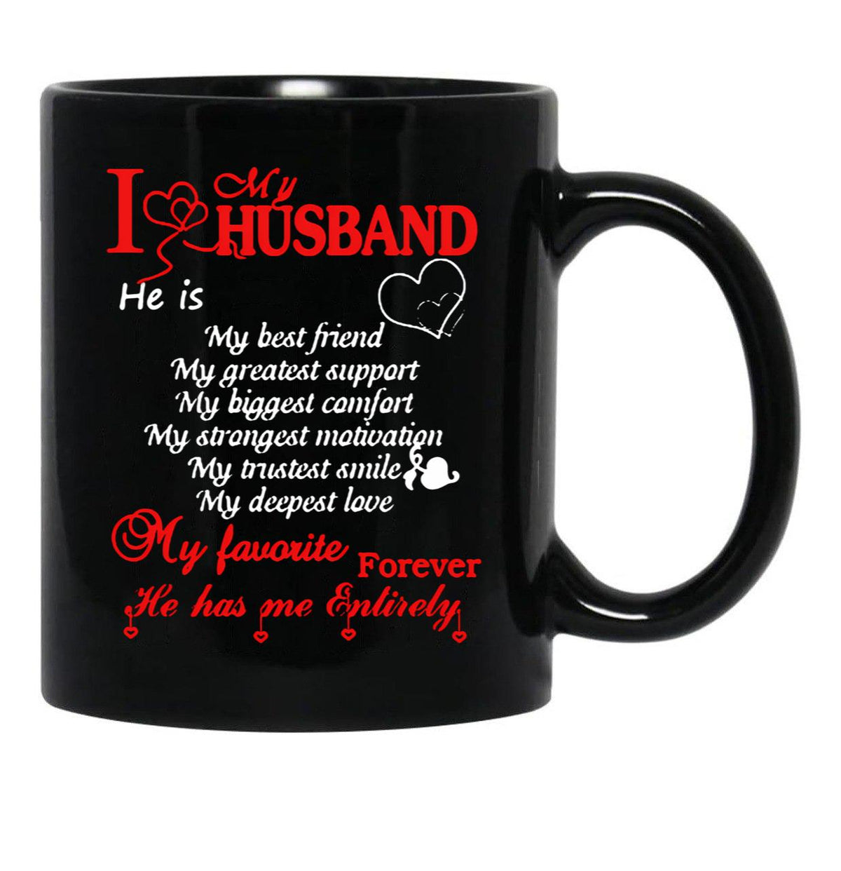I Love My Husband Mug Black Coffee Mug - Black