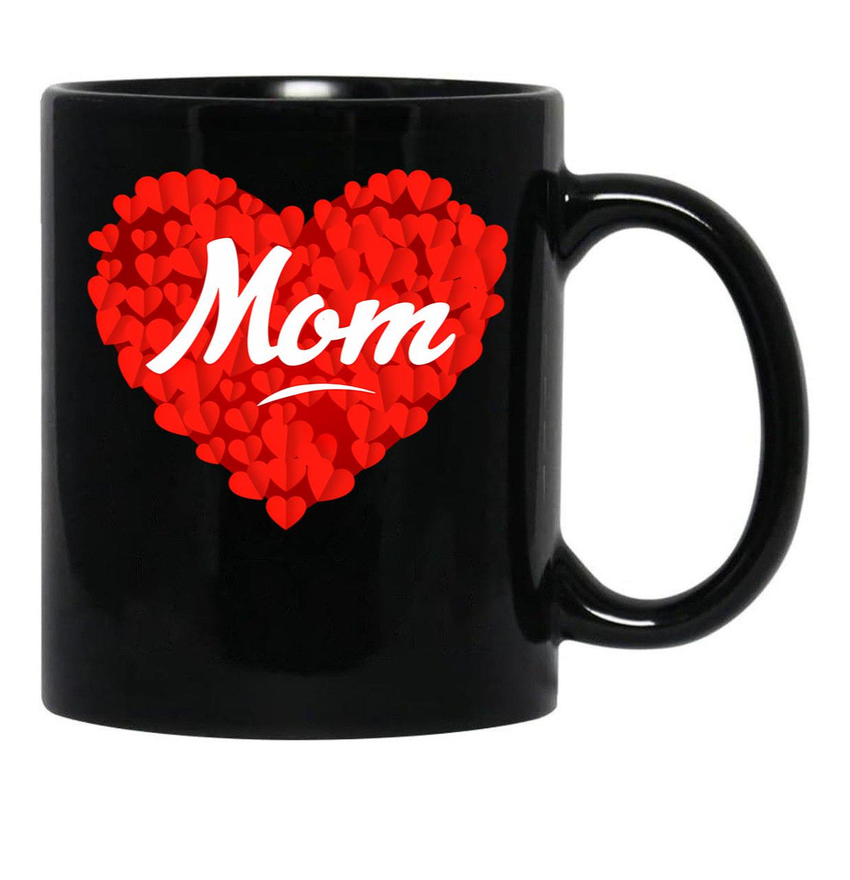 I Love My Mom Is My Valentine Day Heart Son Daughter Gift Black Coffee Mug - Black