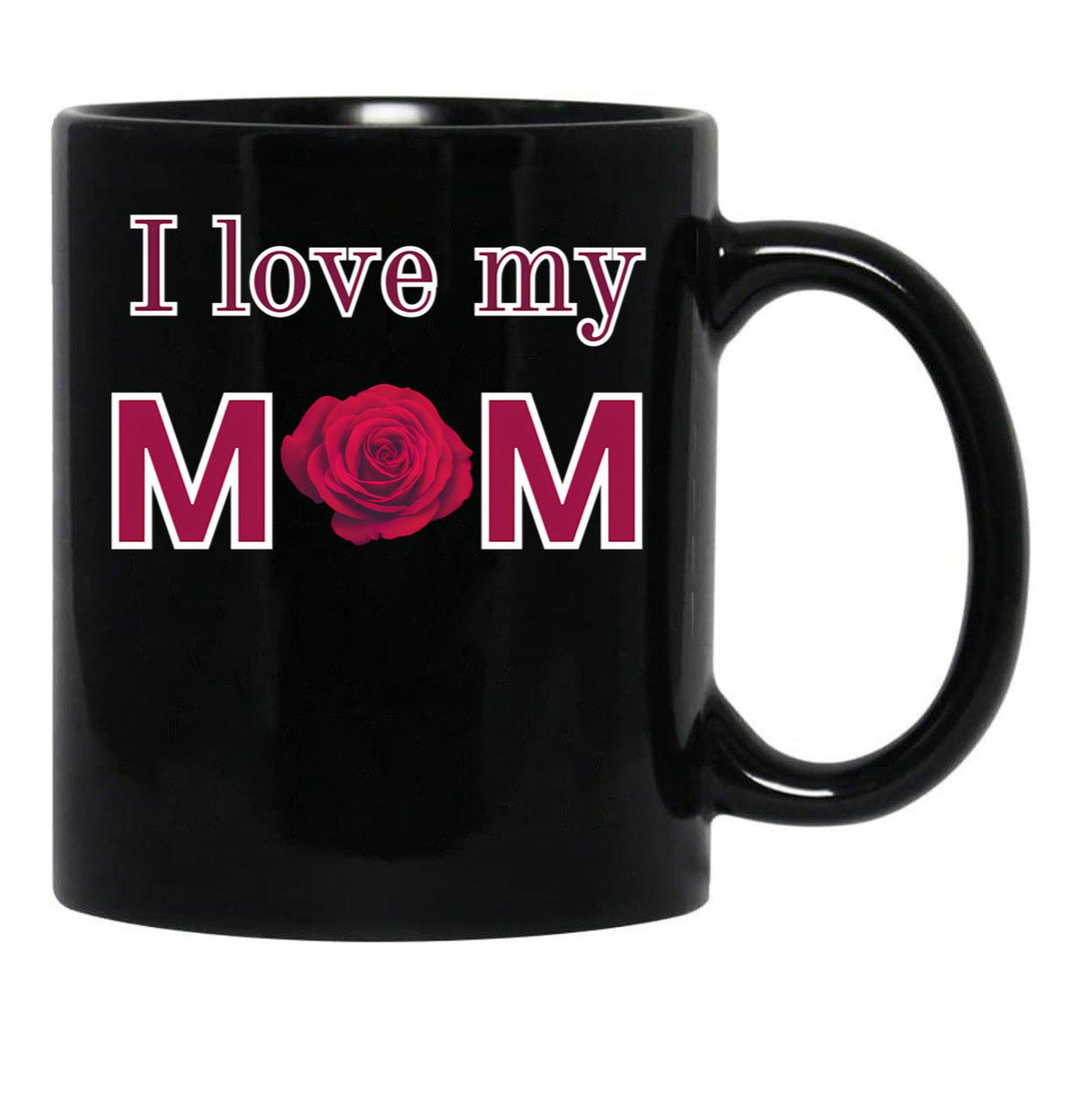 I Love My Mom (17) Black Coffee Mug - Black