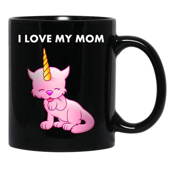 I Love My Mom (1) Black Coffee Mug - Black