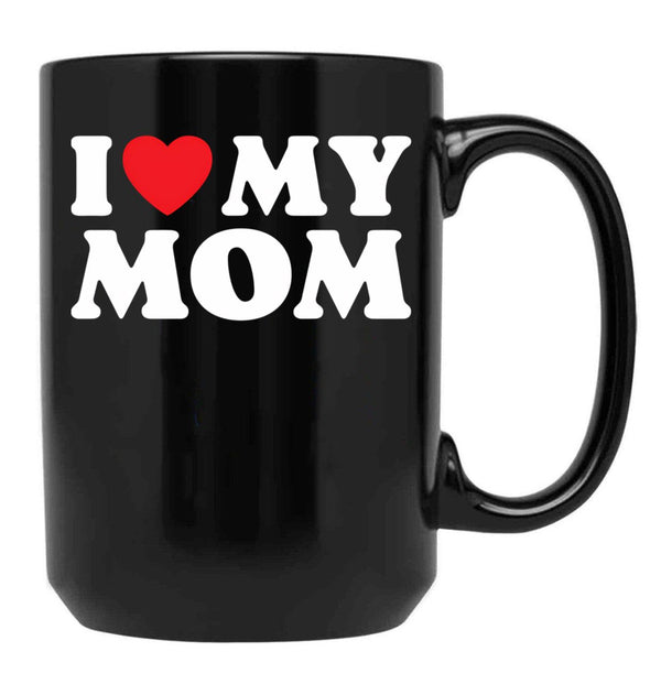 I Love My Mom (31) Black Coffee Mug - Black