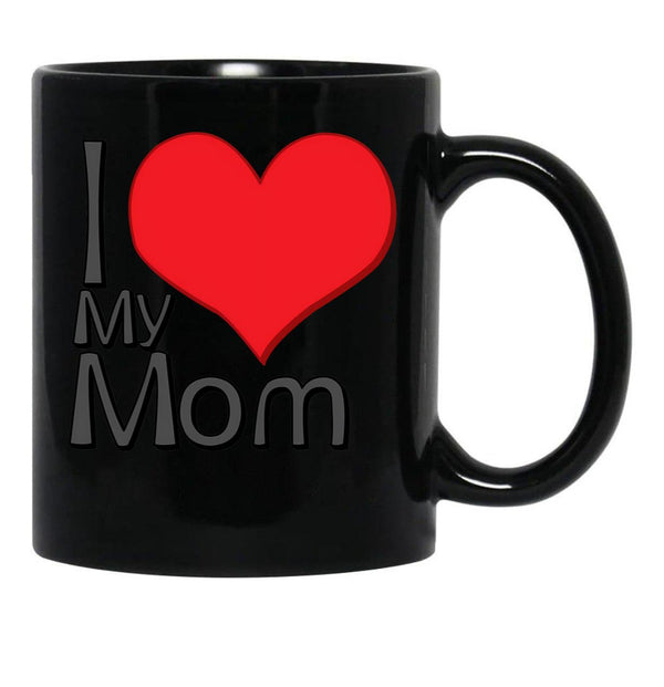 I Love My Mom (38) Black Coffee Mug - Black