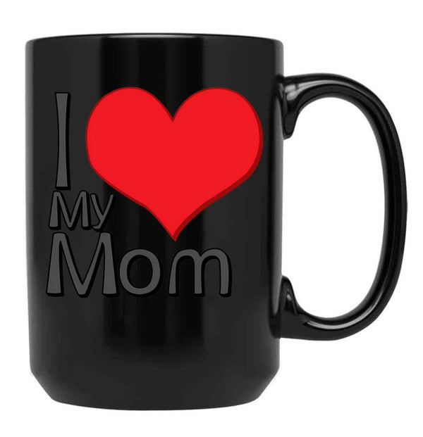 I Love My Mom (38) Black Coffee Mug - Black