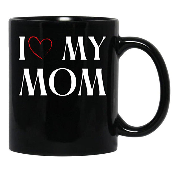 I Love My Mom (9) Black Coffee Mug - Black