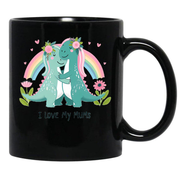 I Love My Mums (Lesbian) Black Coffee Mug - Black