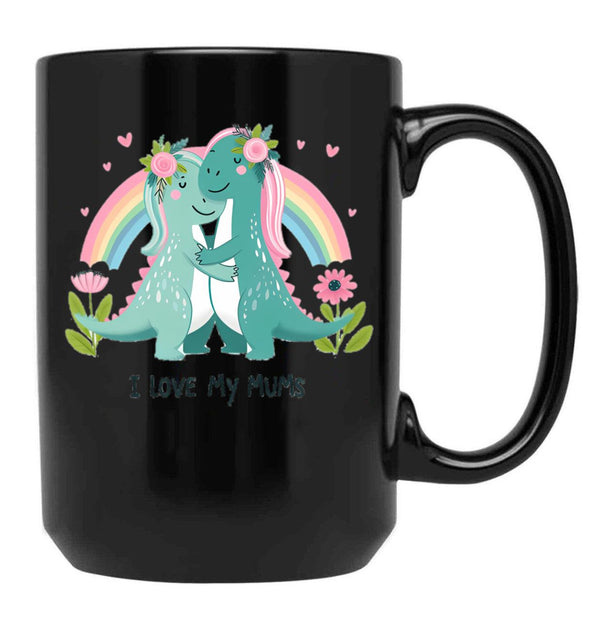 I Love My Mums (Lesbian) Black Coffee Mug - Black