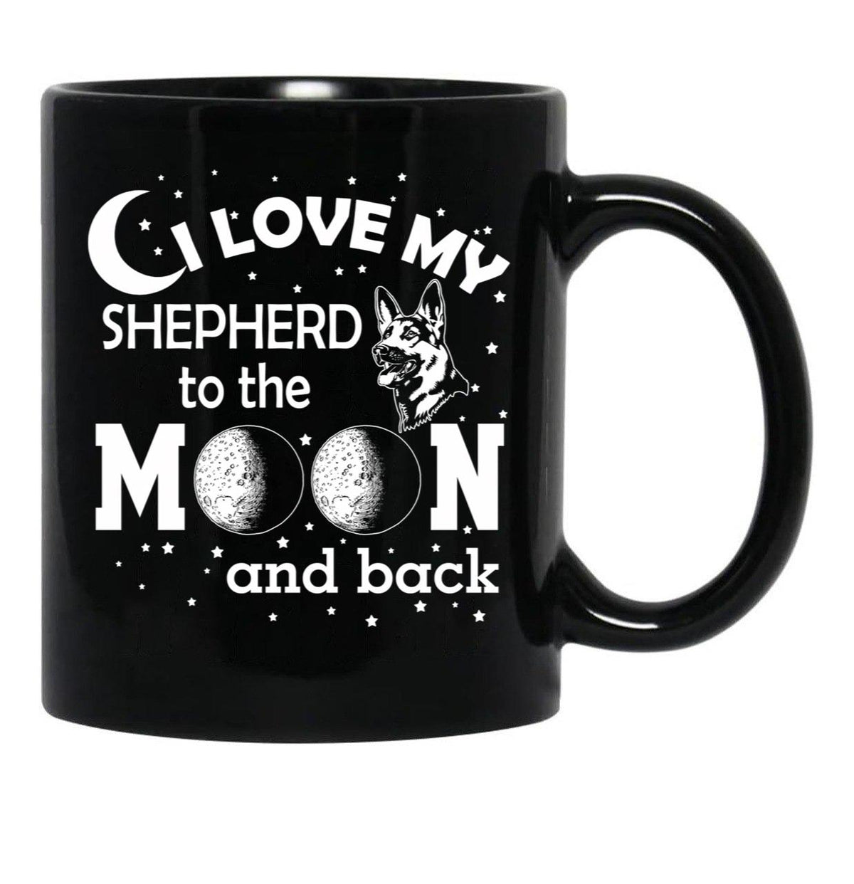 I Love My Shepherd - Cute Funny German Shepherd Dog Lover Black Coffee Mug - Black