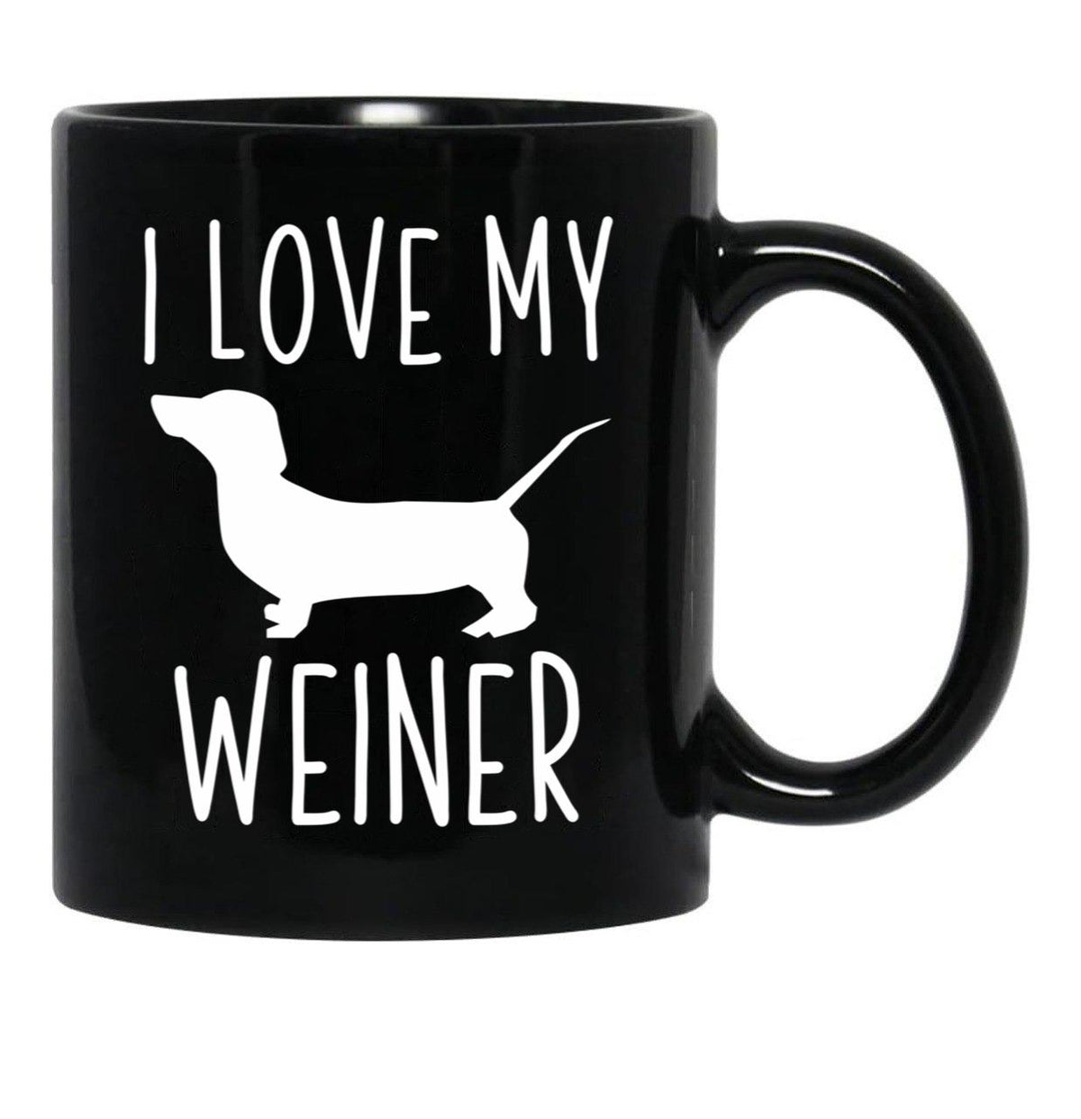 I Love My Weiner Black Coffee Mug - Black