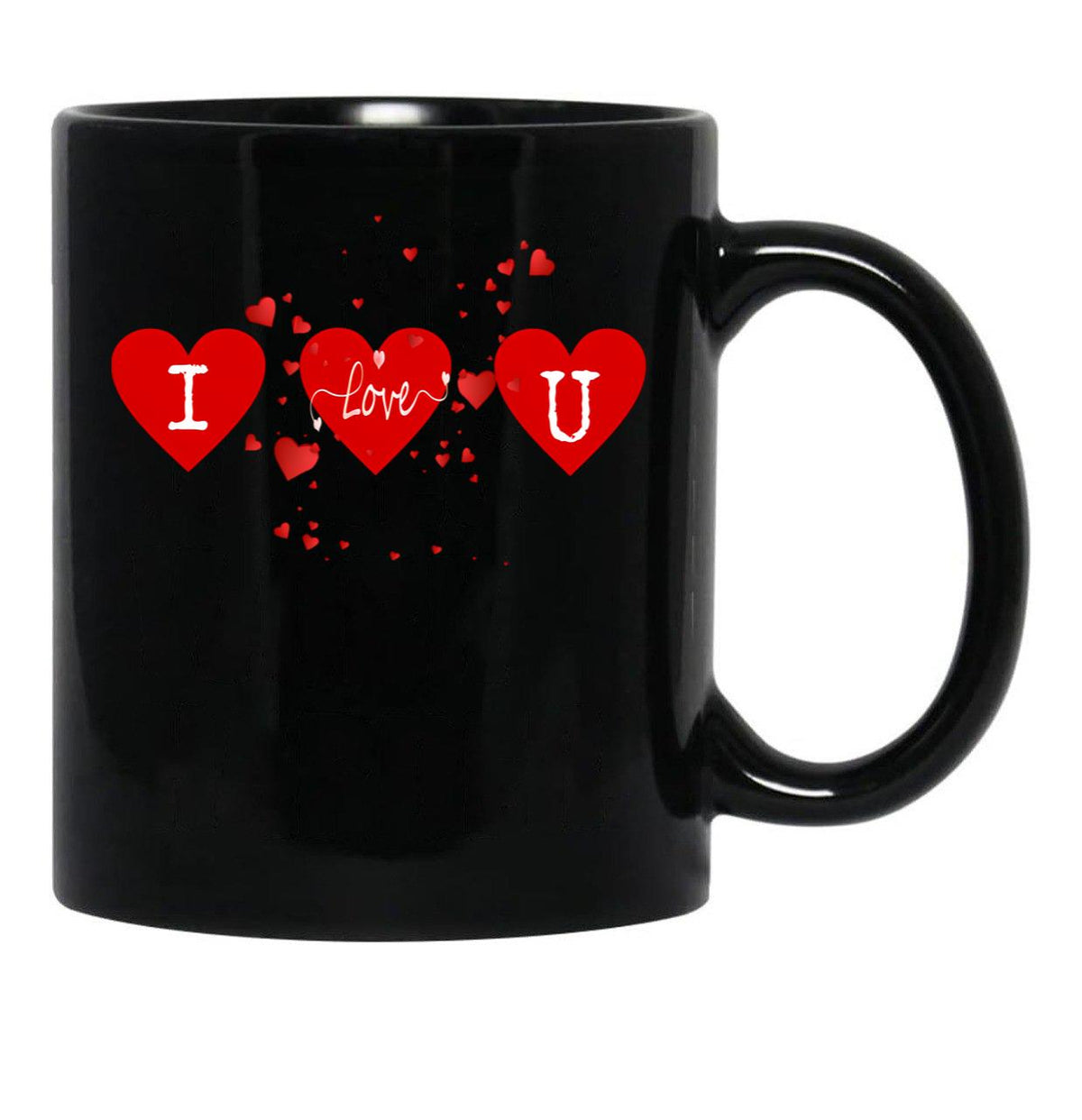 I Love U Black Coffee Mug - Black
