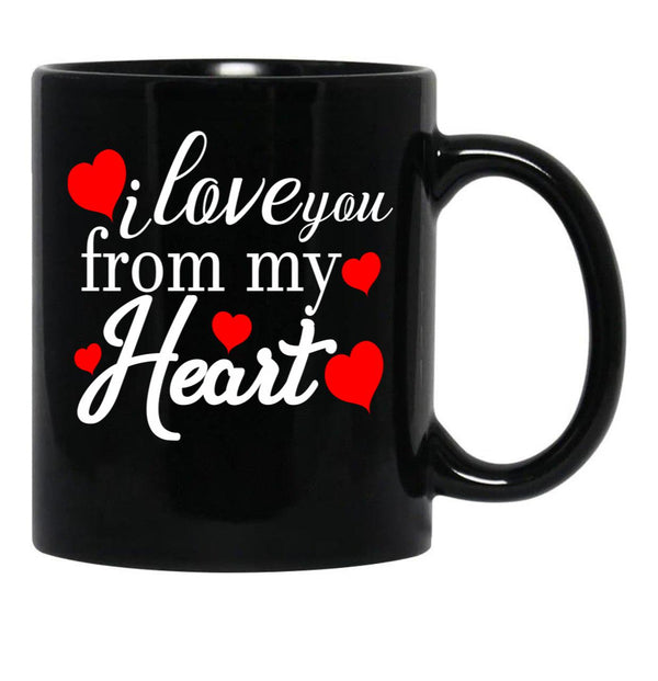 I Love You From My Heart Gift For Couple Family And Friends Black Coffee Mug - Black