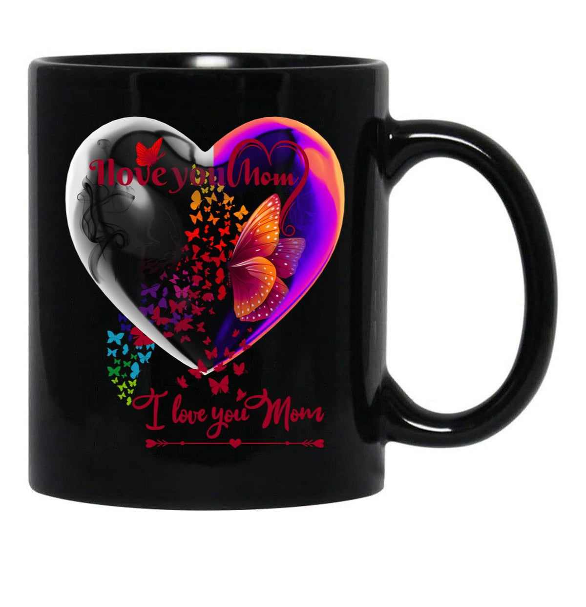 I Love You Mom Mothers Daymommy Black Coffee Mug - Black