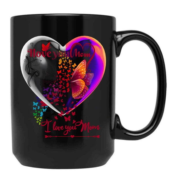 I Love You Mom Mothers Daymommy Black Coffee Mug - Black