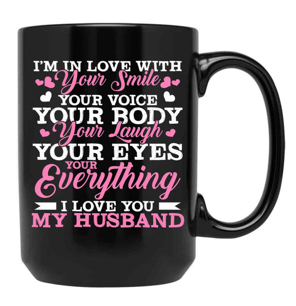 I Love You My Husband Wife Family Black Coffee Mug - Black