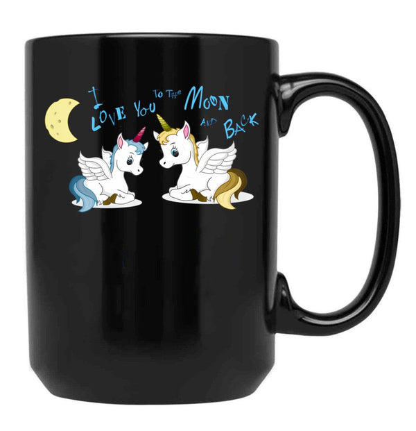I Love You To The Moon And Back Black Coffee Mug - Black