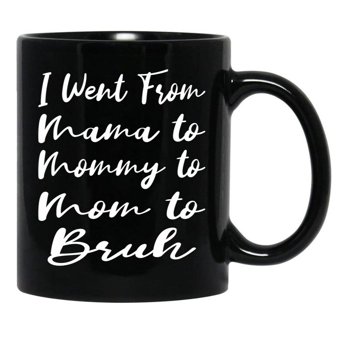 I Went From Mama To Mommy To Mom To Bruh Funny Gifts Funny Black Coffee Mug - Black