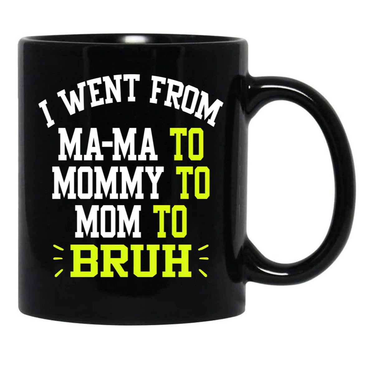 I Went From Mama To Mommy To Mom To Bruh Funny Gifts Funny Gift Black Coffee Mug - Black