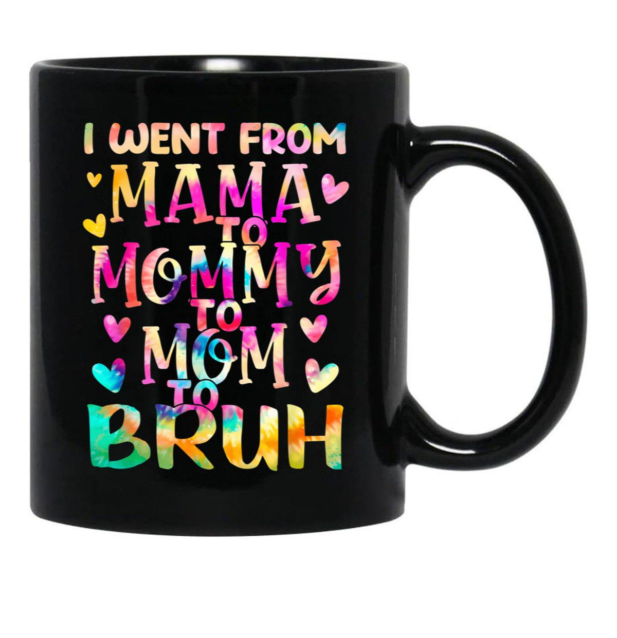 I Went From Mama To Mommy To Mom To Bruh (20) Black Coffee Mug - Black