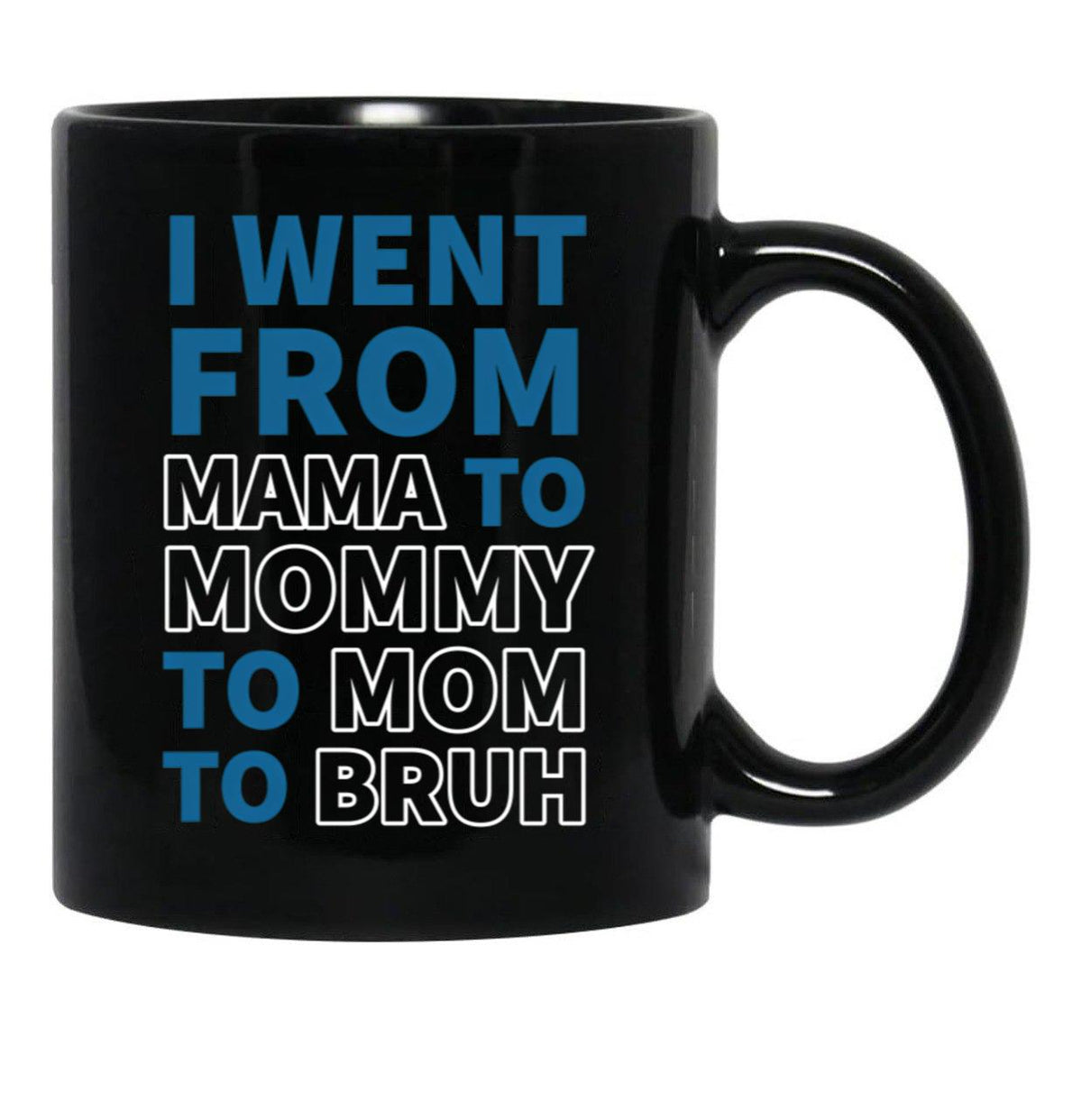 I Went From Mama To Mommy To Mom To Bruh (31) Black Coffee Mug - Black
