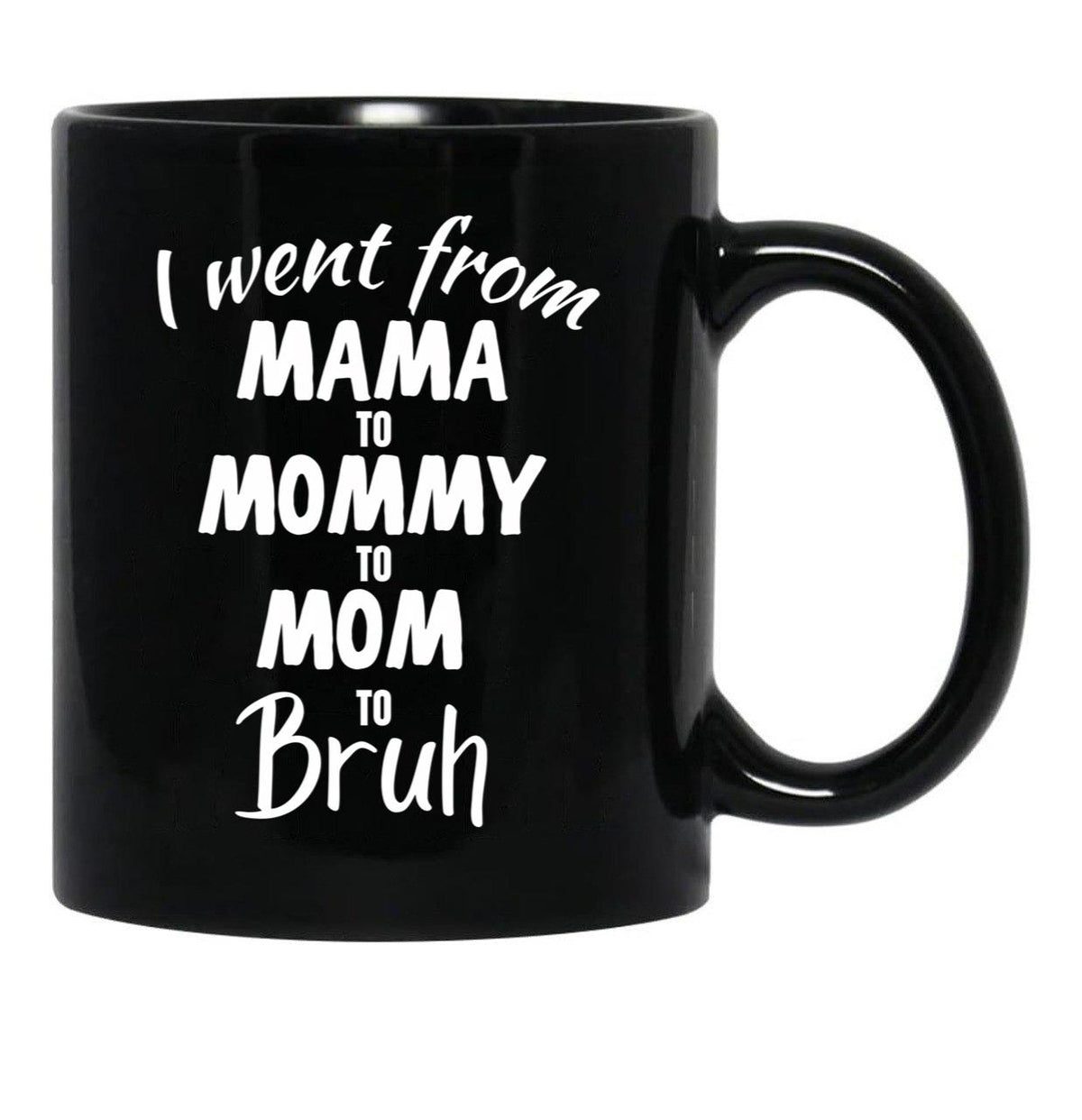 I Went From Mama To Mommy To Mom To Bruh (39) Black Coffee Mug - Black