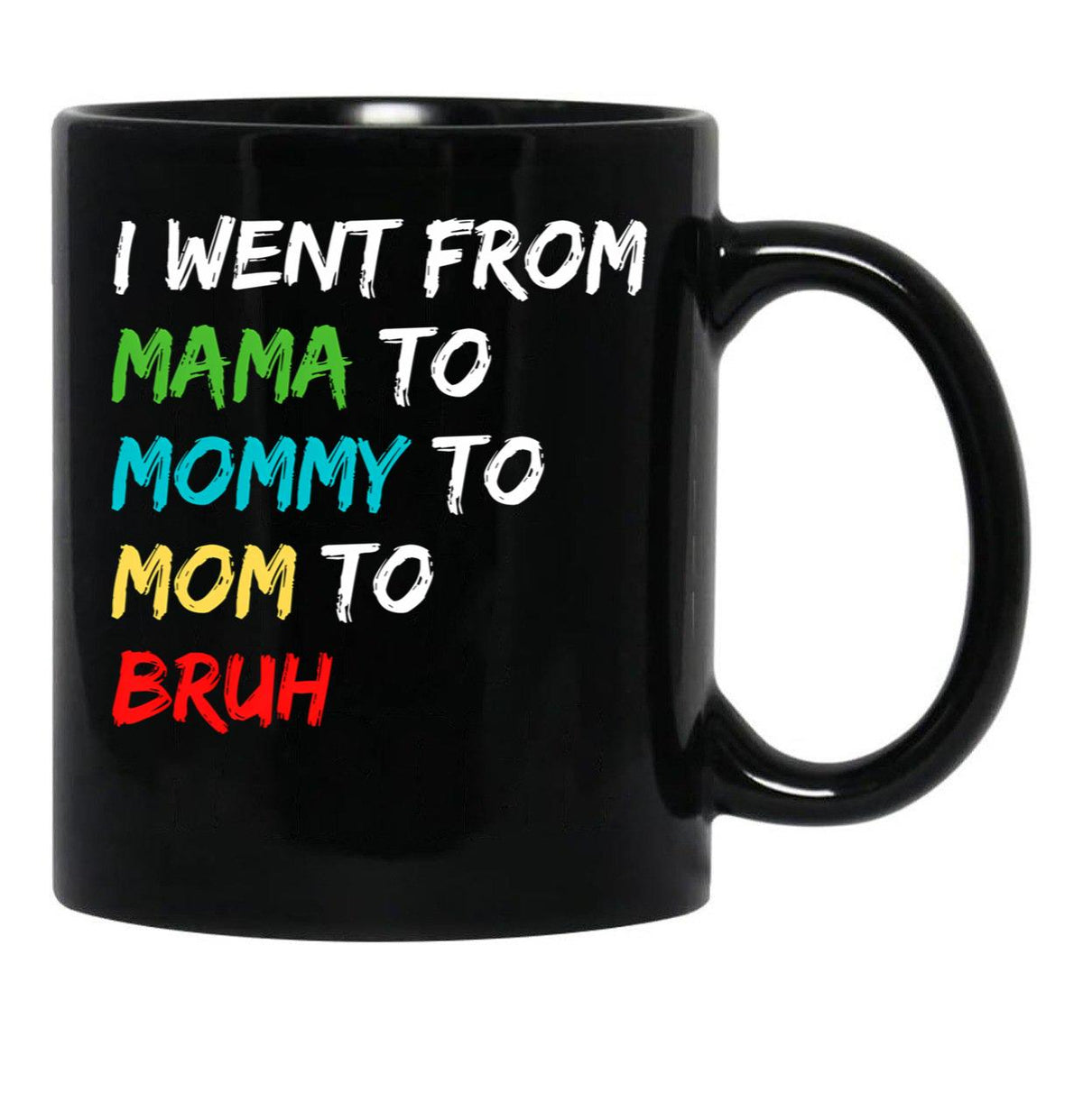 I Went From Mama To Mommy To Mom To Bruh (40) Black Coffee Mug - Black