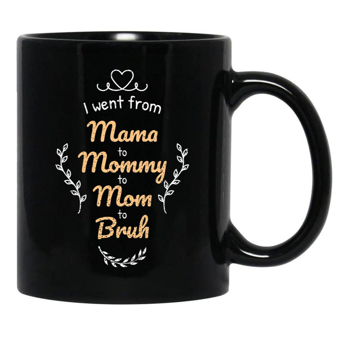 I Went From Mama To Mommy To Mom To Bruh (42) Black Coffee Mug - Black