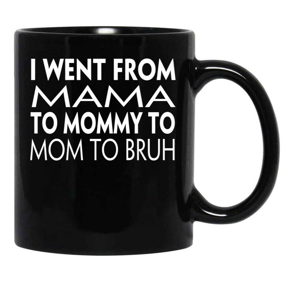 I Went From Mama To Mommy To Mom To Bruh (43) Black Coffee Mug - Black