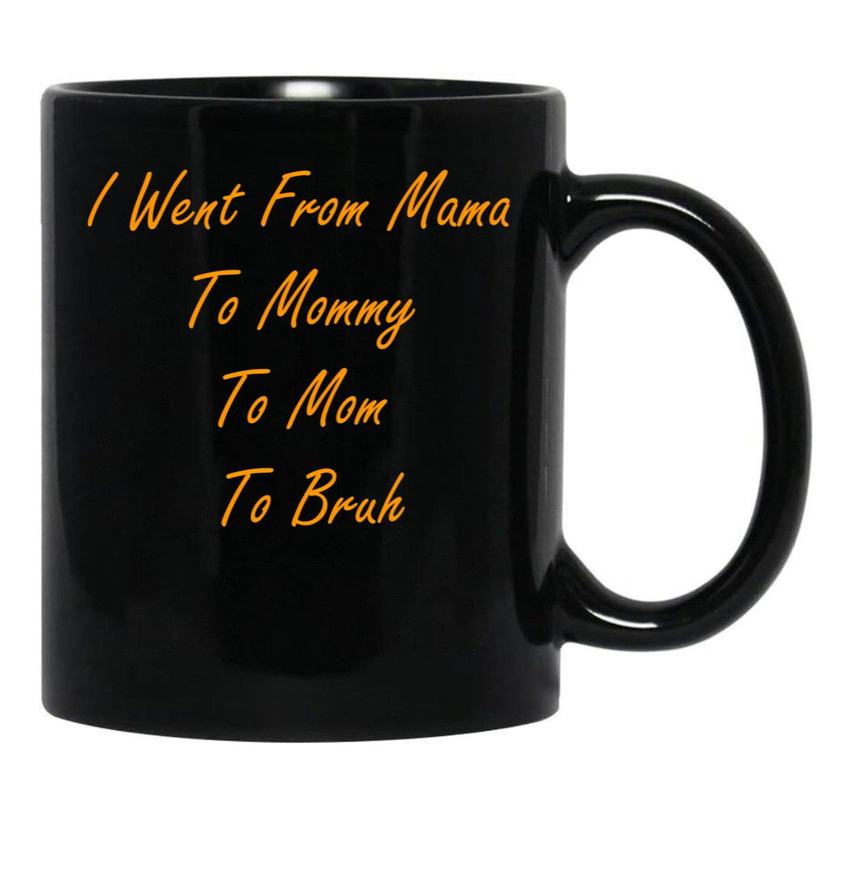 I Went From Mama To Mommy To Mom To Bruh (45) Black Coffee Mug - Black