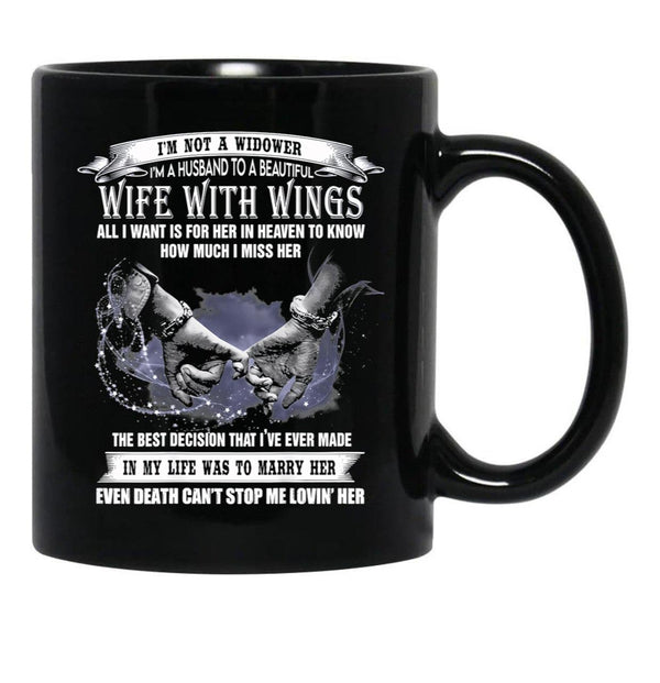 I'M A Husband To A Beautiful Wife With Wings Black Coffee Mug - Black