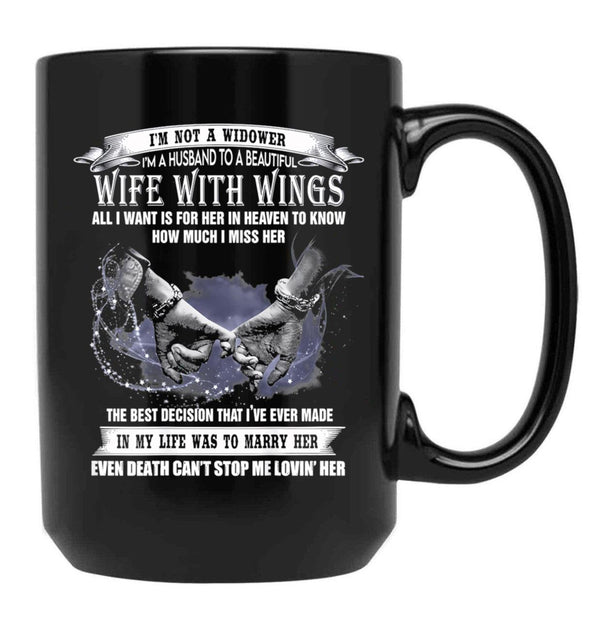 I'M A Husband To A Beautiful Wife With Wings Black Coffee Mug - Black