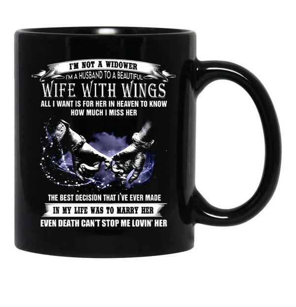 I'M A Husband To A Beautiful Wife With Wings Black Coffee Mug - Black