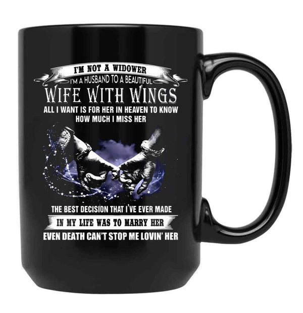 I'M A Husband To A Beautiful Wife With Wings Black Coffee Mug - Black