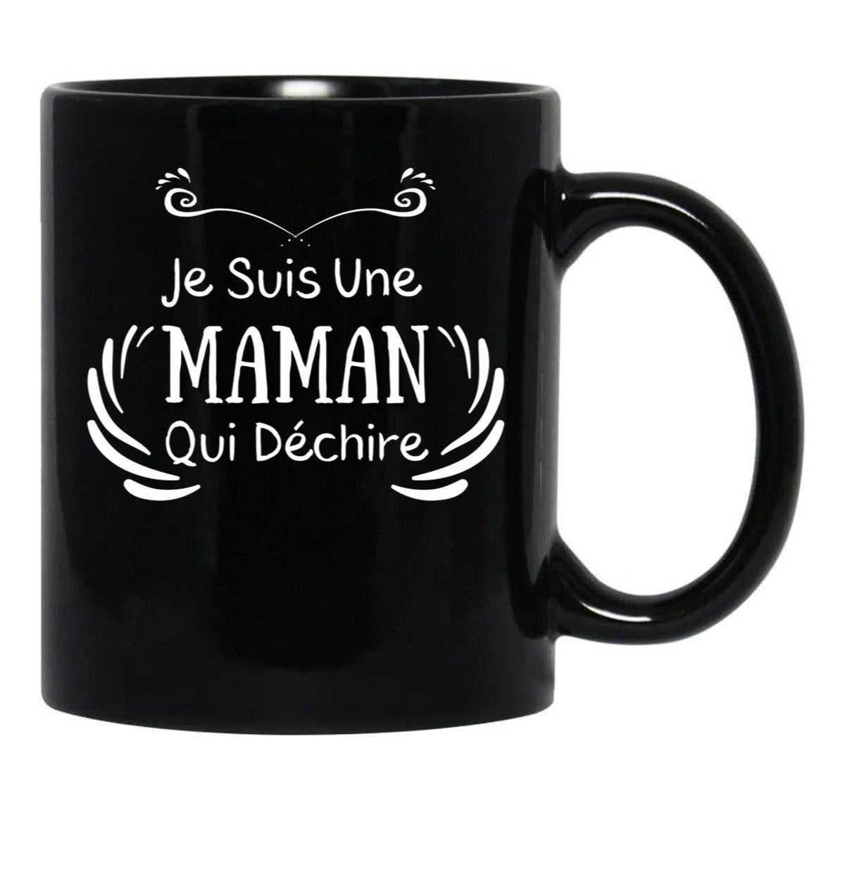I'M A Mom Who Rocks Black Coffee Mug - Black