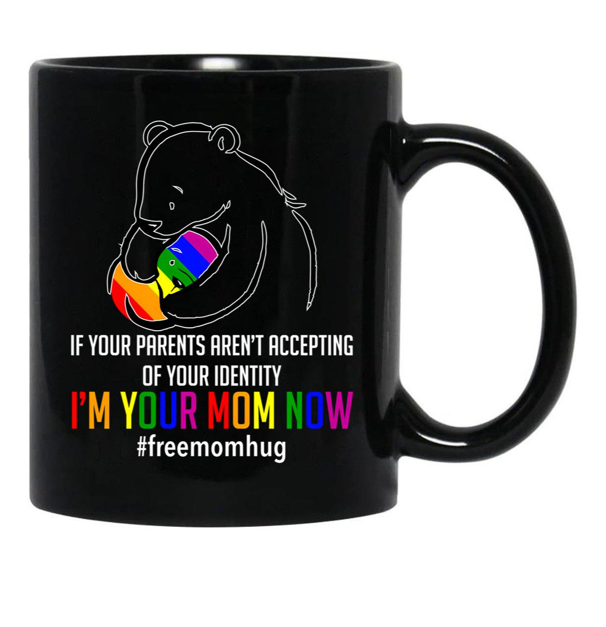 I'M Your Mom Now - Lgbt Free Hugs Support Pride Mom Hugs Black Coffee Mug - Black