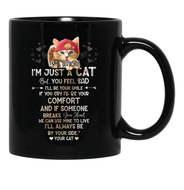 If I Know I'M Just A Cat But You Feel Sad I'Ll Be Your Comfort And If Someone Breaks Your Heart We Can Use Mine To Live I'Ll Always Be By Your Side Your Cat Black Coffee Mug - Black