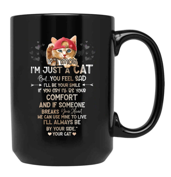 If I Know I'M Just A Cat But You Feel Sad I'Ll Be Your Comfort And If Someone Breaks Your Heart We Can Use Mine To Live I'Ll Always Be By Your Side Your Cat Black Coffee Mug - Black