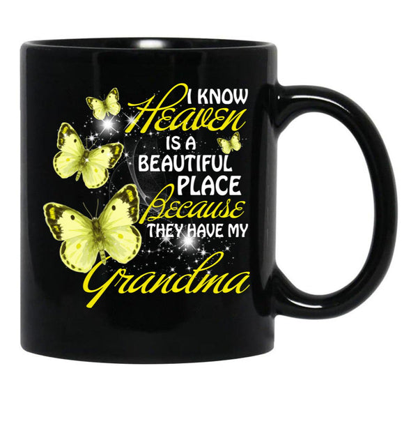 In Memory Of My Grandma Guardian Angel Wings Hoodie Black Coffee Mug - Black