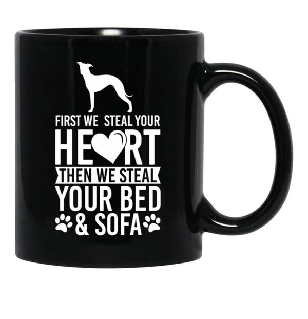 Italian Greyhound Dog Stole Heart Black Coffee Mug - Black