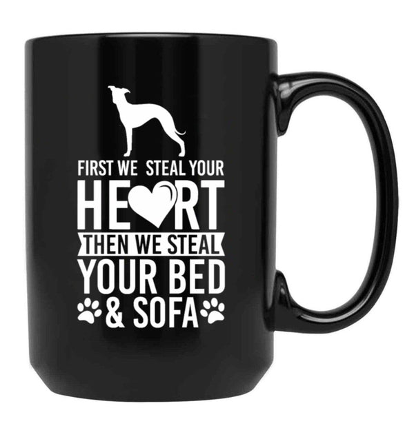 Italian Greyhound Dog Stole Heart Black Coffee Mug - Black