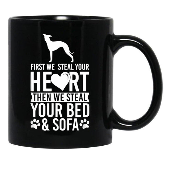 Italian Greyhound Stole Heart Bed Black Coffee Mug - Black