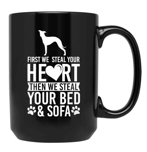 Italian Greyhound Stole Heart Bed Black Coffee Mug - Black