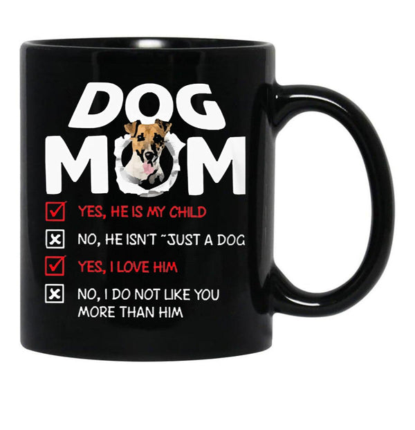Jack Russell Terrier Dog Mom Black Coffee Mug - Black