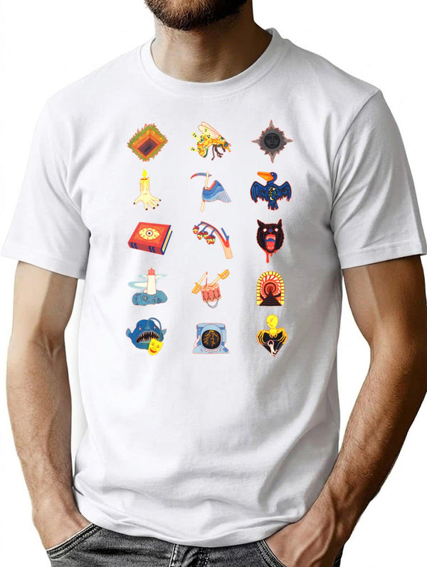 15 Fears Risograph Icons T-Shirt for Men & Women, T-Shirts Graphic Tee - White