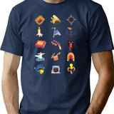 15 Fears Risograph Icons T-Shirt for Men & Women, T-Shirts Graphic Tee - Navy